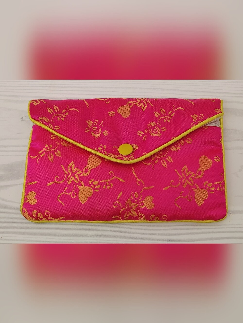 FREE w/ Purchase Pink and Gold Floral Satin Envelope Clutch